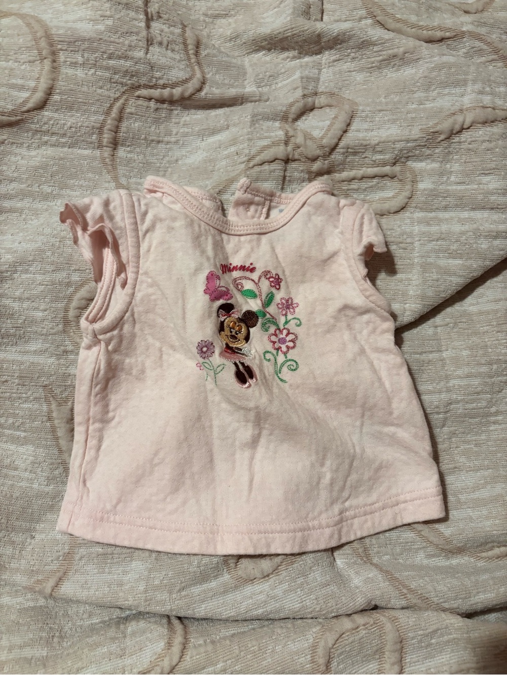 Vintage Disney Baby Minnie Mouse Pink Embroidery short sleeve top